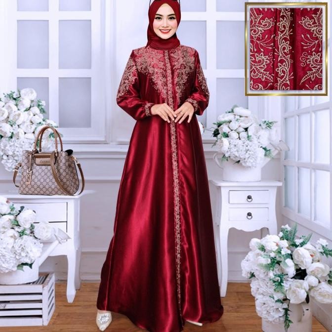 Gamis Satin Cristal // Gamis Bordir Terbaru // Gamis Lebaran Mewah