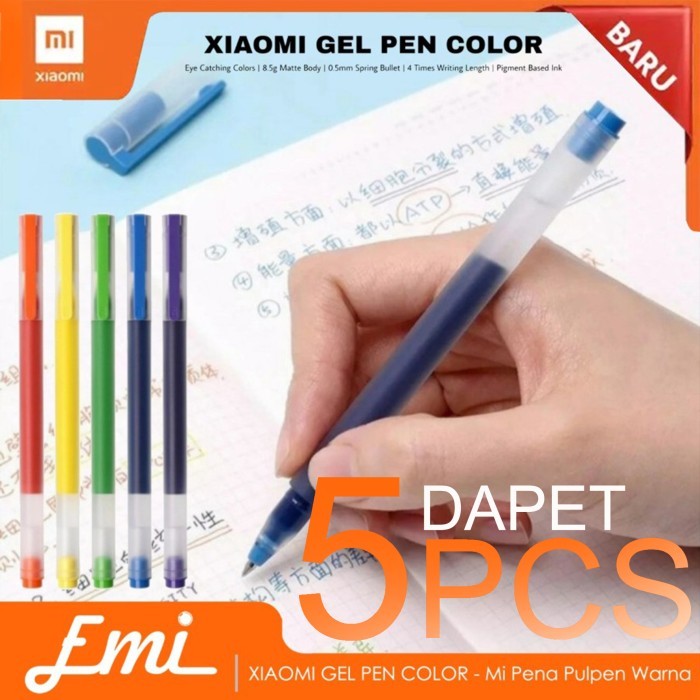 

Gel Pen Color 1Set Isi 5Pcs - Mijia Pena Pulpen Warna
