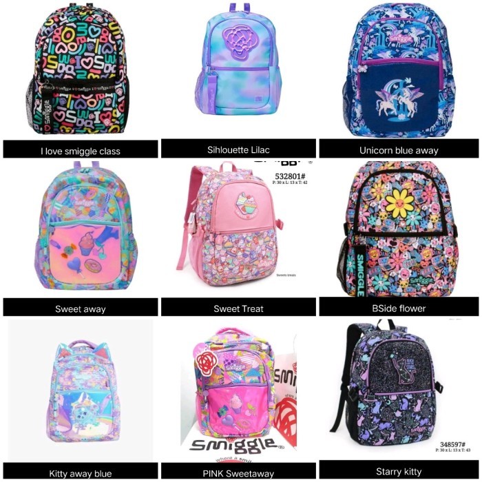Smiggle Backpack I love smiggle, Uni Away, Flower/Tas Ransel Anak/Kado