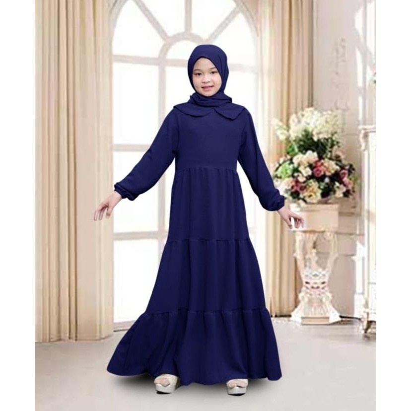 Baju Gamis Anak Perempuan Umur 12 - 14 Tahun Remaja Syari Polos Chaca Olinstore
