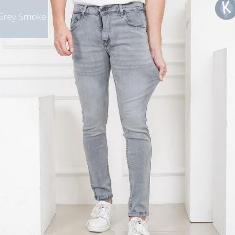 Celana Jeans Pull&Bear Grey Smoke Pria Pullandbear Pull & Bear Abu Men Wawanstore62