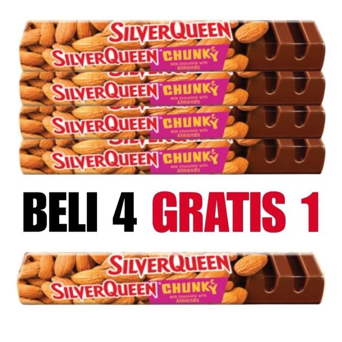 

SilverQueen Beli 4 Gratis 1 Chunky Bar Chocolate Almond 30 g LA