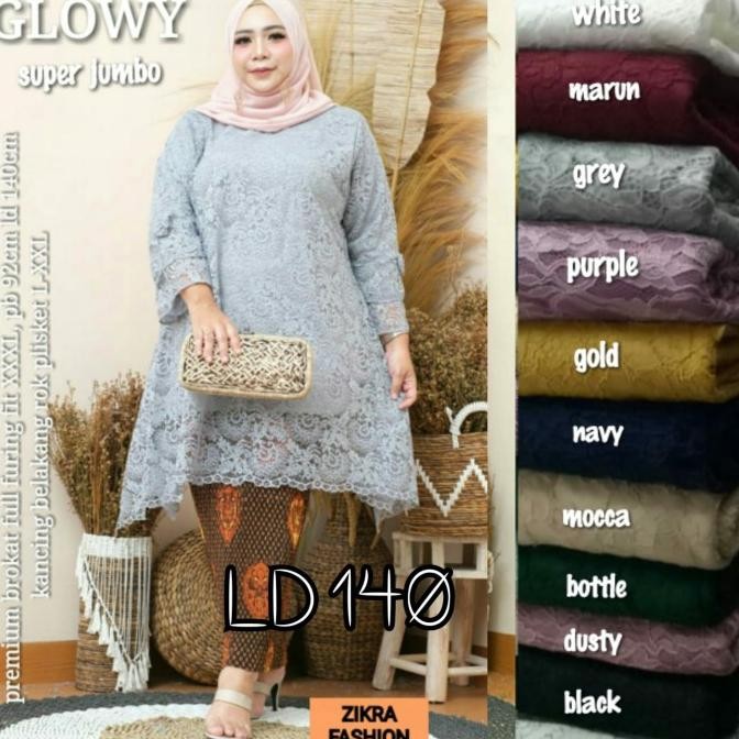 Terbaru Tunik Kebaya Brokat Super Jumbo Ld 140-145 Lengan Terompet / Glowy #2 Best Seller