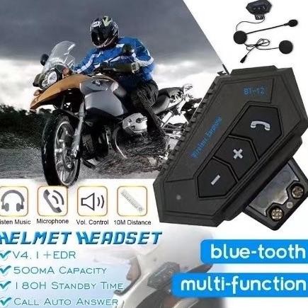 Headset Helm Bluetooth Wireless Bt-12 Untuk Helm Motor Bt Headset