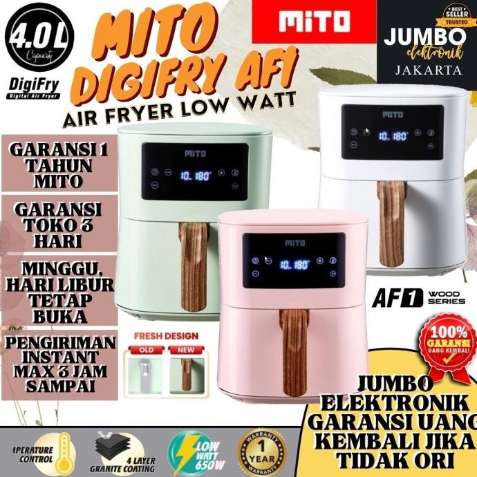 Air Fryer Mito Af1 4 Liter Digital Low Watt Mitochiba Mito Air Fryer