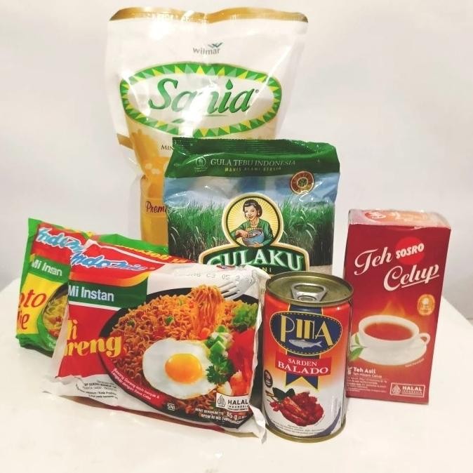 

Paket Sembako Hepi-2 : Minyak Goreng, Gula, Teh, Indomie Dan Sarden - Kemasan Kardus Plus Kartu Ucapan