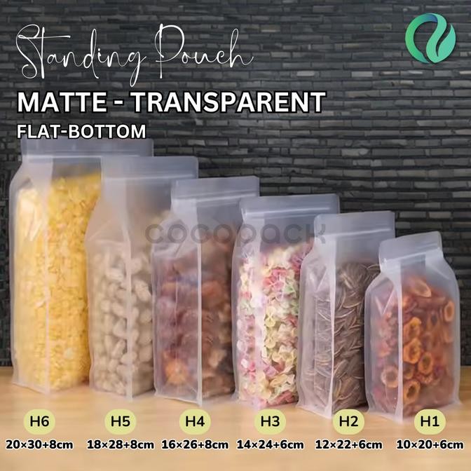 10 PCS Flat Bottom Standing Pouch Matte Transparent