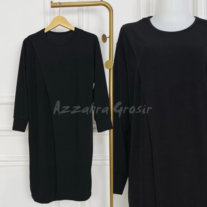 Tunik TUNIK KAOS LENGAN PANJANG REMAJA ATASAN WANITA DEWASA POLOS TERBARU OK - Black terbaru elegan 