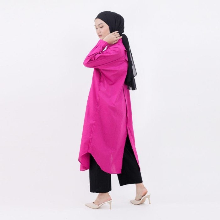 Tunik Kemeja Wanita Linen Dwyne Tunik - Fuchsia kekinian premium murah
