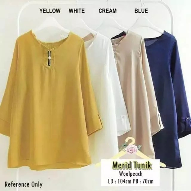 Tunik Baju Atasan Wanita Muslim Merid Blouse Wanita Panjang Tunik Wanita - Mustard, L adem premium m