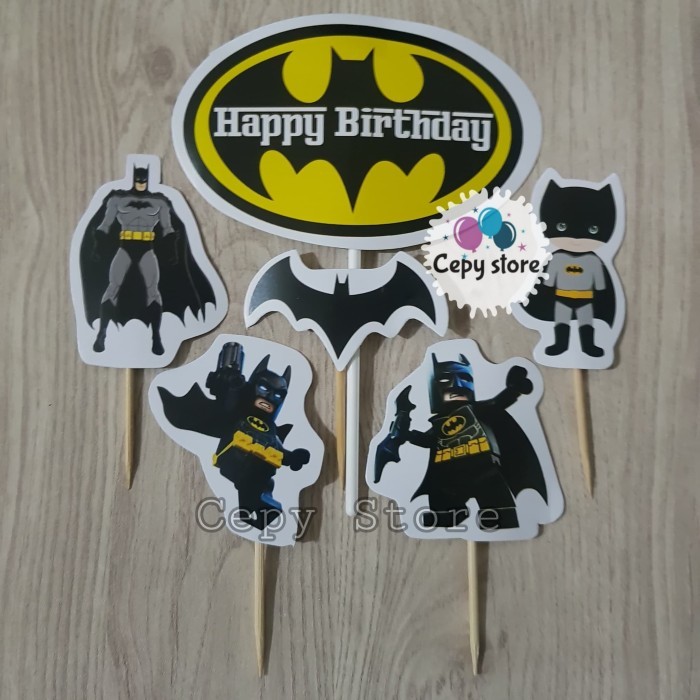 "'''] Cake Topper Happy Birthday / Cake Topper Batman / Hiasan Kue Batman