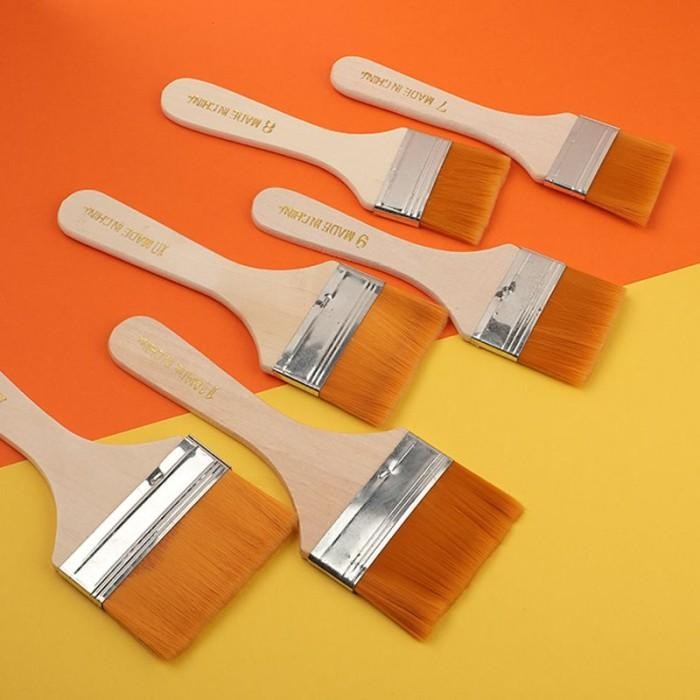 

12PCS/SET TEBAL HALUS KUAS LUKIS BESAR LEBAR SET NYLON FLAT ART BRUSH