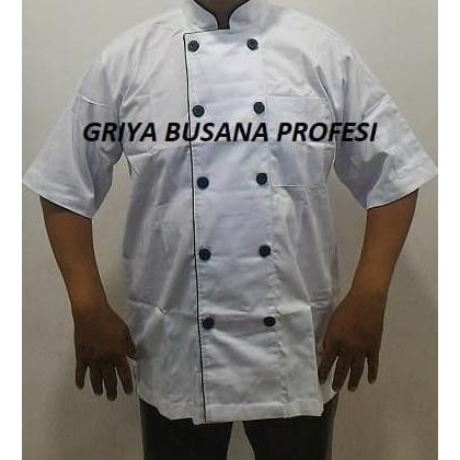 JUMBO Seragam Baju Chef Baju Koki Putih Lengan Pendek Size XXL JUMBO .,