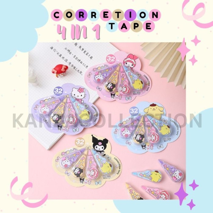 

Correction Tape Sanrio 4 IN 1 / Pita Penghapus Sanrio Murah 1 set 4pcs