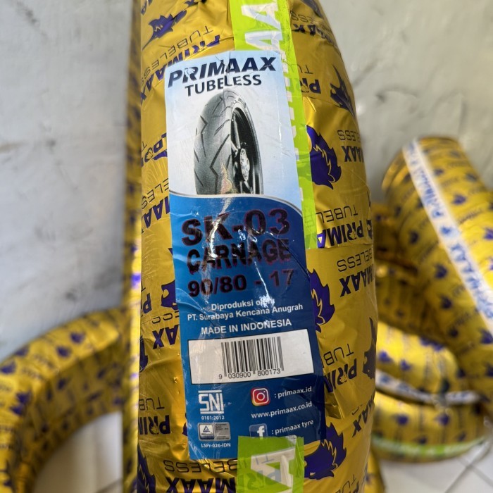 Ban Primax Type Sk03 Tublees Donat Ukuran Sport 80/80-17 , 90/80-17 , 110/70-17 , 120/70-17 ,