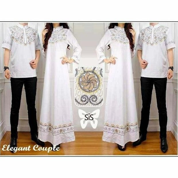 Mubarak| Baju Lebaran Couple Elegan Putih Pasangan Hari Raya Idul Fitri
