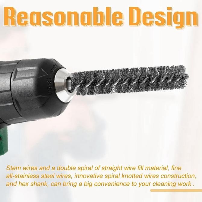 

ARF Stainless Steel Bore Brush Stainless Steel Bristles Wire Brush for Power Drill Cleaning Stainless Steel Brush (20 PCS)