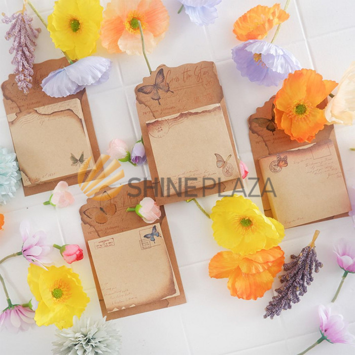 

STICKY NOTES RETRO BUTTERFLY - MEMO STICK NOTE TEMPEL BAHAN KERTAS KRAFT LUCU