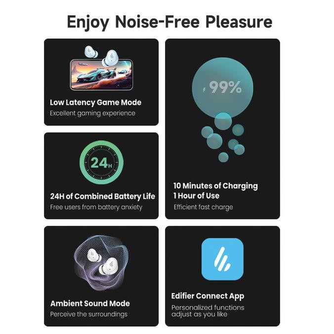 Edifier Tws1 Pro 2 True Wireless Noise Cancellation In-Ear Headphones