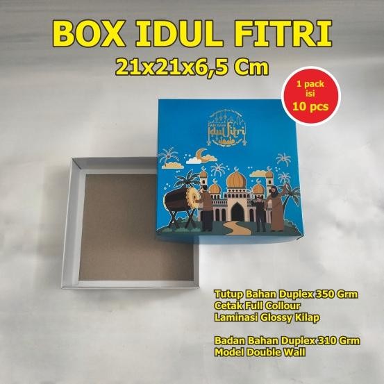 

Mubarak| Box Kue Lapis Legit Motif Selamat Hari Raya Idul Fitri Size 21x21x6 cm