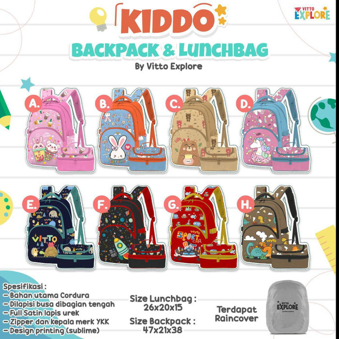 Tas Sekolah Anak/BackPack Premium Vitto Explorer/Tas Sekolah Anak SD