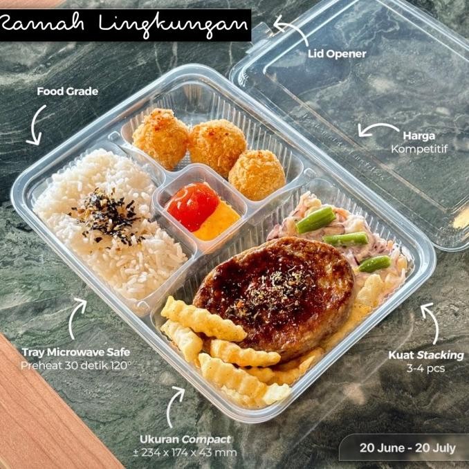 :::::::] Kotak Makan Kemasan Takeaway ramah lingkungan Biodegradable Oxium 25set
