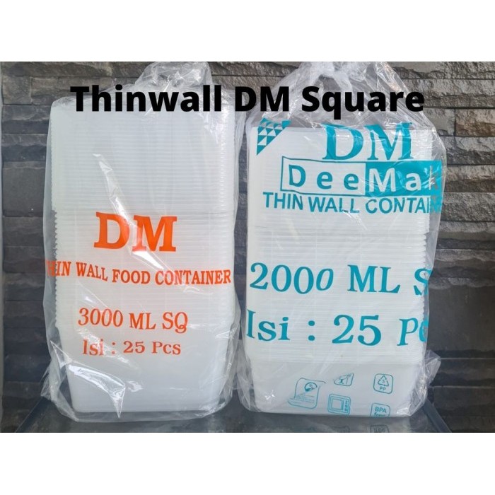 PROMO Thinwall DM Kotak SQ / Container 2000ml 3000ml isi 25 pcs