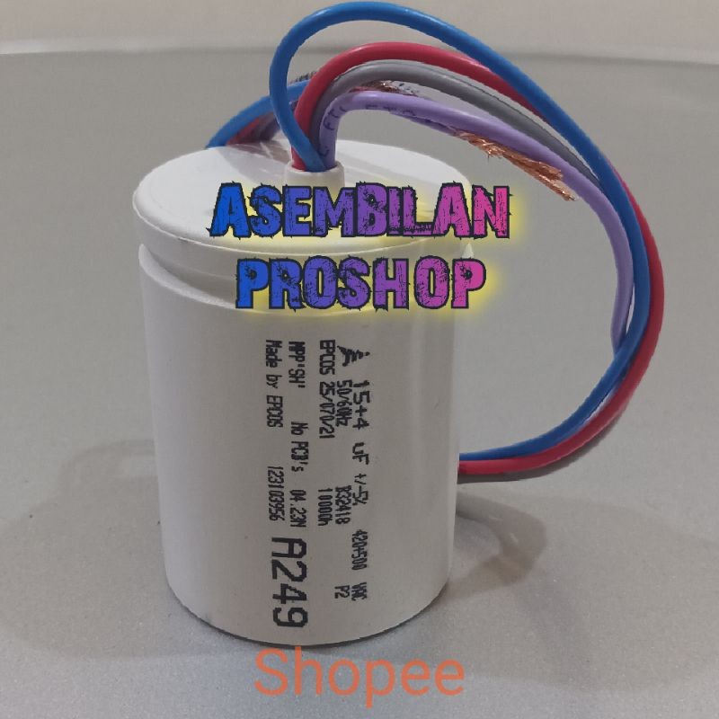 kapasitor mesin cuci sharp 2 tabung 12&14 kilo original 100% A249 EPCOS