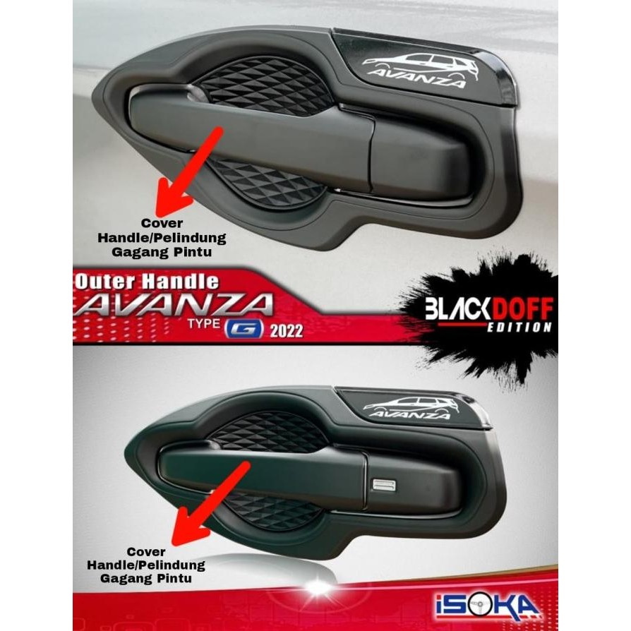 Cover Handle Pelindung Gagang Pintu AVANZA 2022 - HITAM DOFF PDS