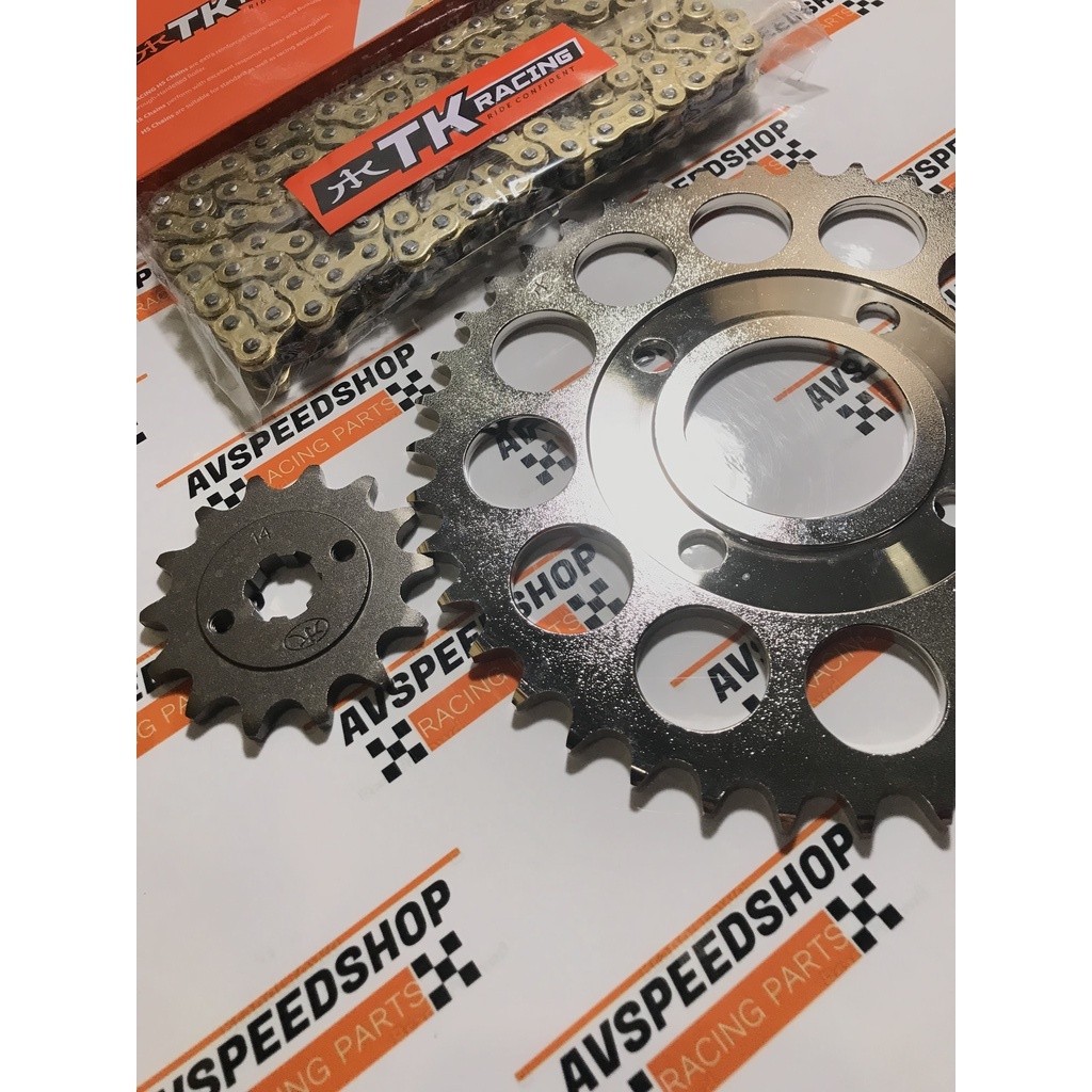 GEAR SET TK 520 HONDA TIGER REVO / TIGER 2000 & RANTAI TK 520-110L WARNA GOLD