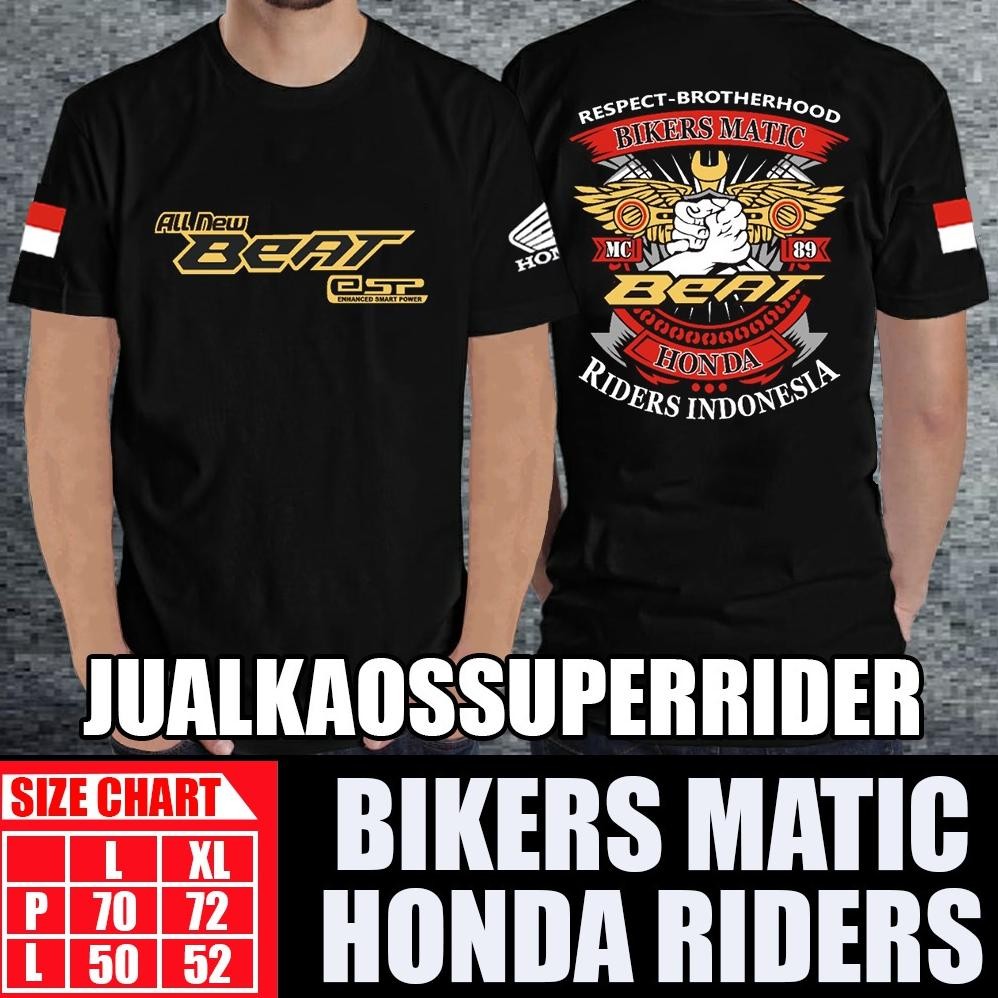 Promo Kaos Pria Gold All New Beat Bikers Matic Black O&J Style