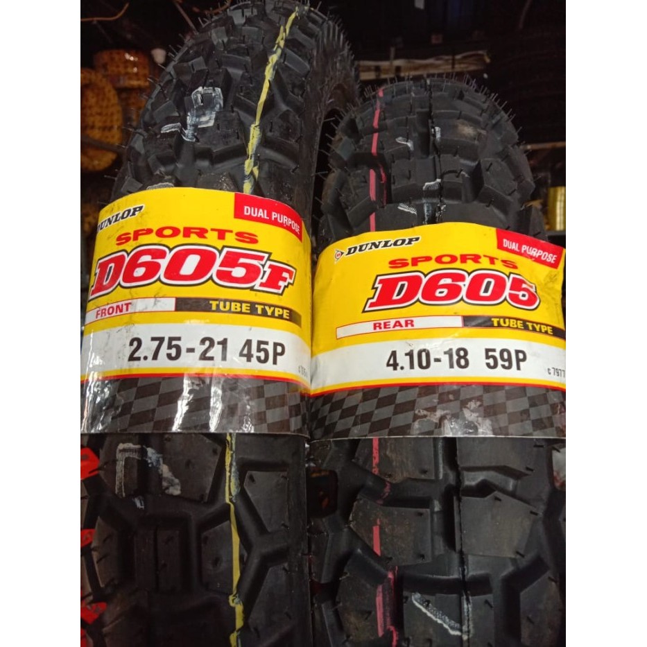 Paket Ban Dunlop D605 275 - 21 Dan 410 - 18 Trail Tubetype #Gratisongkir #Sale #Discount