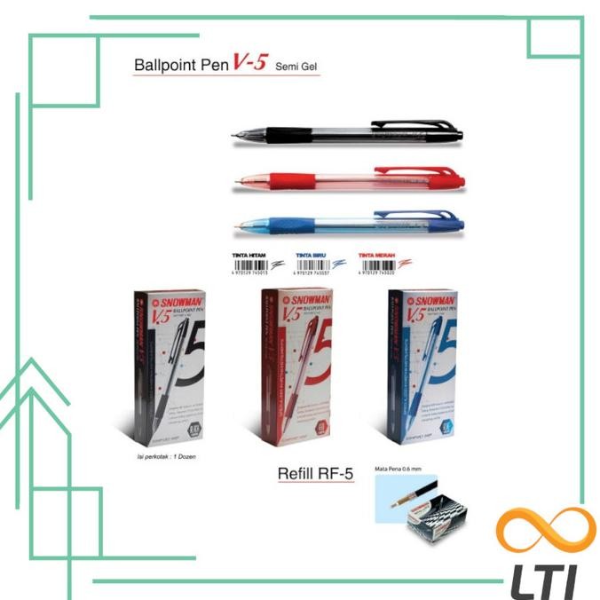 

Produk Baru!! Ballpoint / Pulpen / Bolpen SNOWMAN Termurah V-5 Semi Gel- HITAM