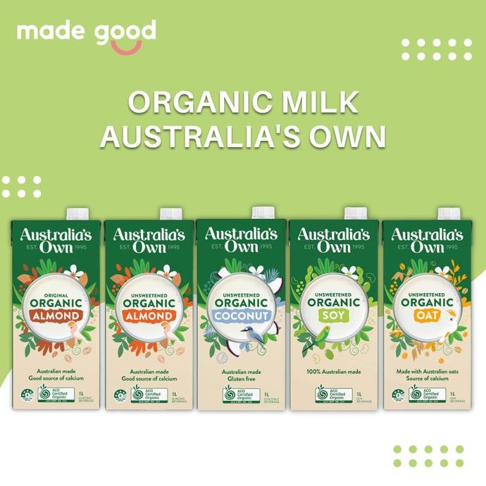 

organic milk australia's own 1l - susu vegan gluten free rice almond termurah