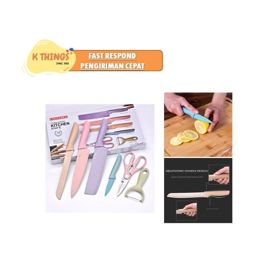 EAEAABCH Set Pisau Dapur 6 in 1 Stainless Anti Lengket Kitchen Knife