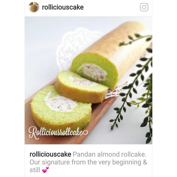 

bolu gulung pandan almond rollcake favorit kue pandan almond original termurah