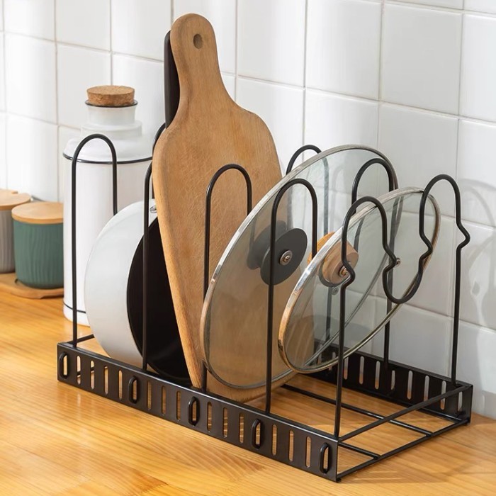FRYING PAN POT RACK STAND / RAK TEMPAT PANCI WAJAN KOREA HITAM H470