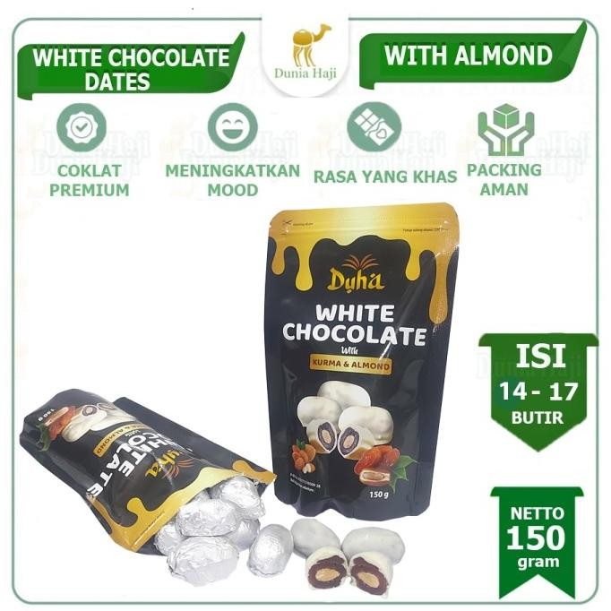 

cokelat kurma 150gr isi almond lapis coklat putih white chocolate dates with almon termurah