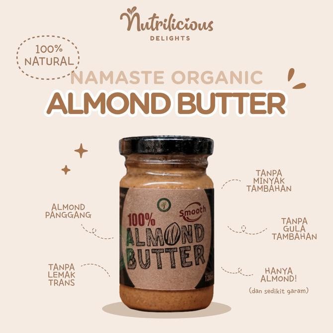 

original smooth almond butter selai kacang almond natural namaste organic 120 ml termurah