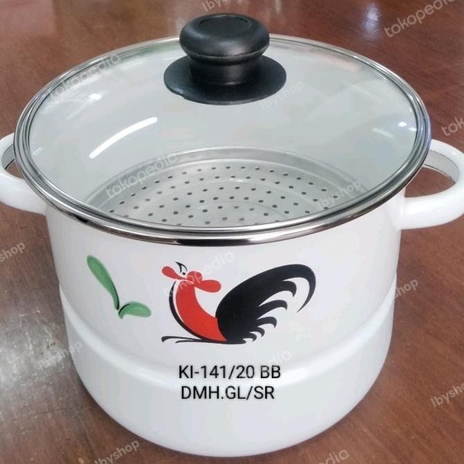 Siap Kirim panci kukus enamel steamer