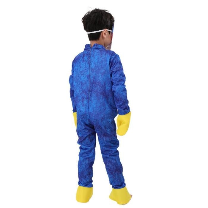 New 100% Originalll Kostum Poppy Playtime Huggy Wuggy Biru Topeng Cosplay Halloween Anak Terbaru Bes