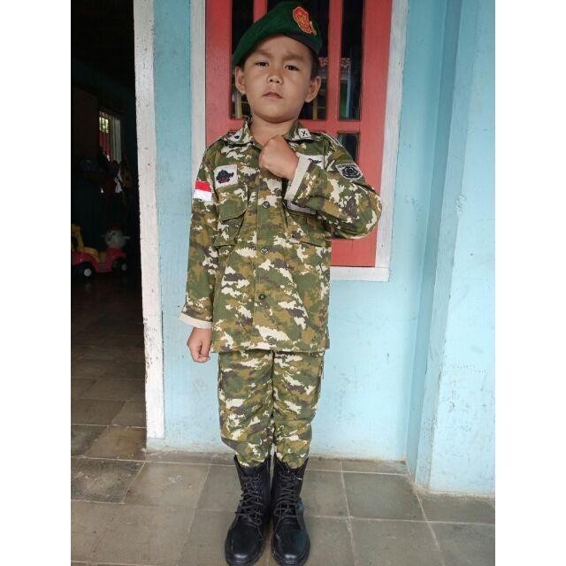 New 100% Originalll Lr Baju Tentara Kostrad Anak Kostum Profesi Tentara Kostrad Loreng Tni New Best 