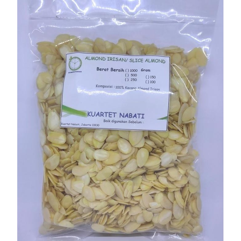 

1000gr kuartet nabati almond irisan mentah / raw slice almond termurah