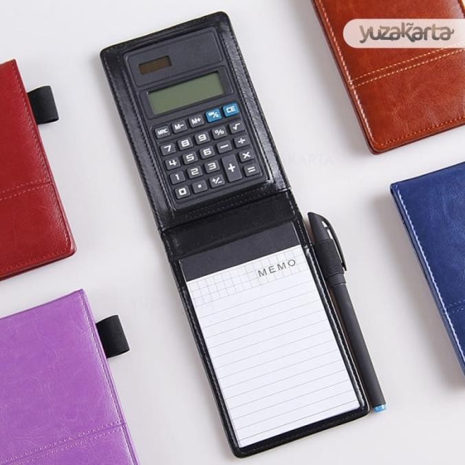 

Buku Catatan Binder Mini Note Cover Kulit Kalkulator + Pulpen Stok Terbatas