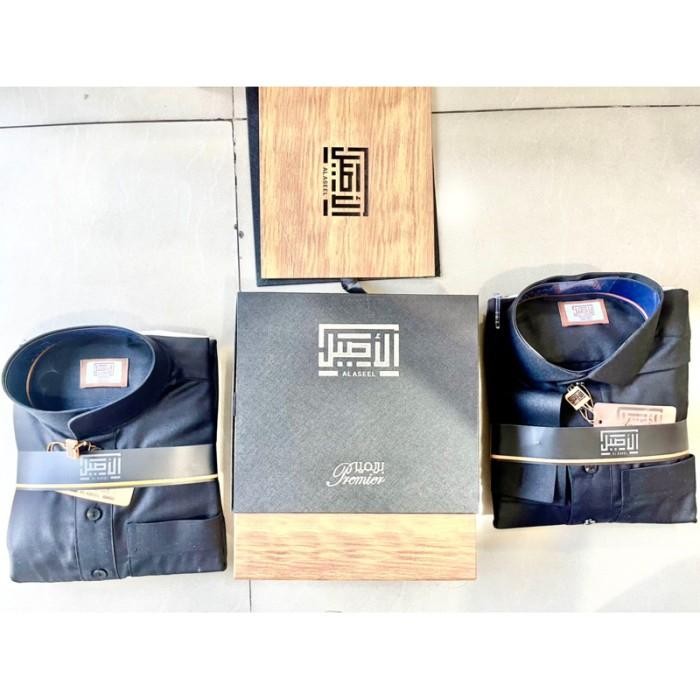 New 100% Originalll Busana Muslim Jubah Gamis Al Aseel - Premier Manset Laki Pria Hitam Polos Model 