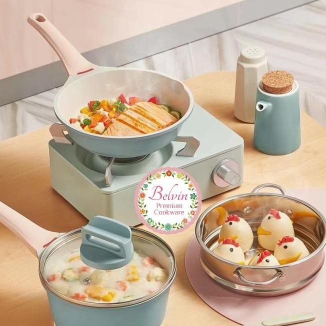 Siap Kirim Belvin cookware panci set cook ware mpasi frypan 18cm sauce pan 20cm