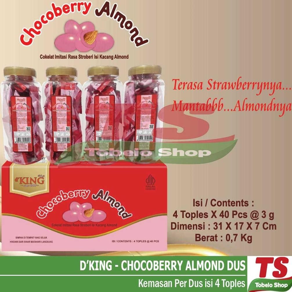 

ang D'KING CHOCOBERRY ALMOND (DUS) isi 4 toples / COKELAT KACANG ALMOND CHOCOBERRY / CHOCOBERRY ALMOND