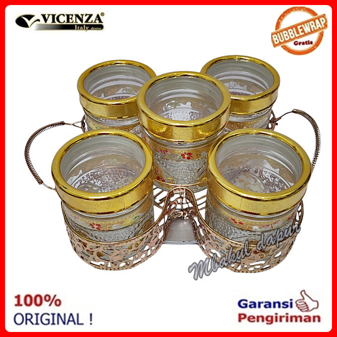 Toples kue Toples kaca Lebaran Set 5 toples Bisa Putar Vicenza GB 5 MEWAH