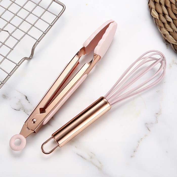 Whisker dan Jepitan / Capitan Rose Gold Silikon Anti Panas - Set