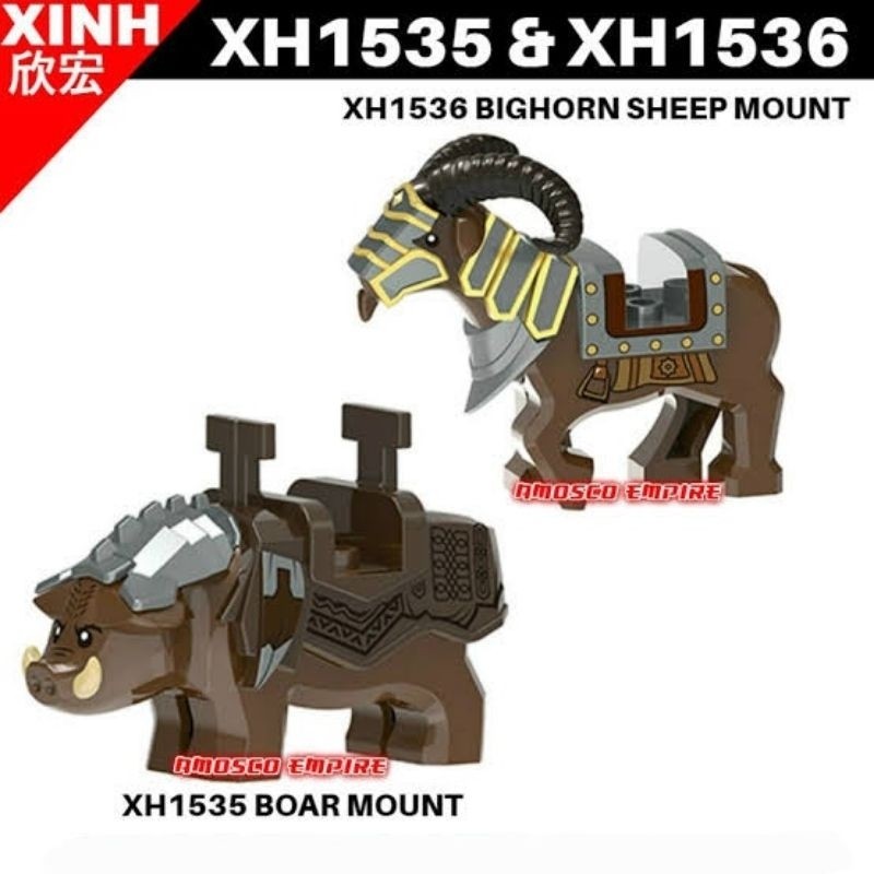 XH1535 XH1536 Boar Horned Sheep Babi Hutan Action Figure Animal Brick Mainan Anak Edukasi DIY Balok